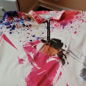 Colorful Graphic Zip-Up Top